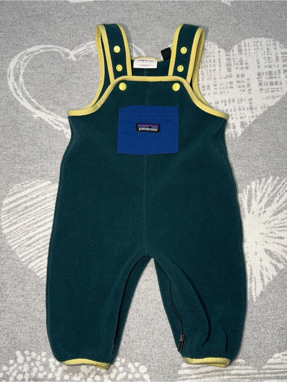 Vintage Baby Synch Patagonia Dark Green Fleece Overalls